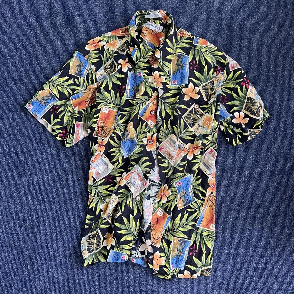 Vintage 90s Imprints Shirt Mens XL Multicolor Hawaiian Short Sleeve Button Up